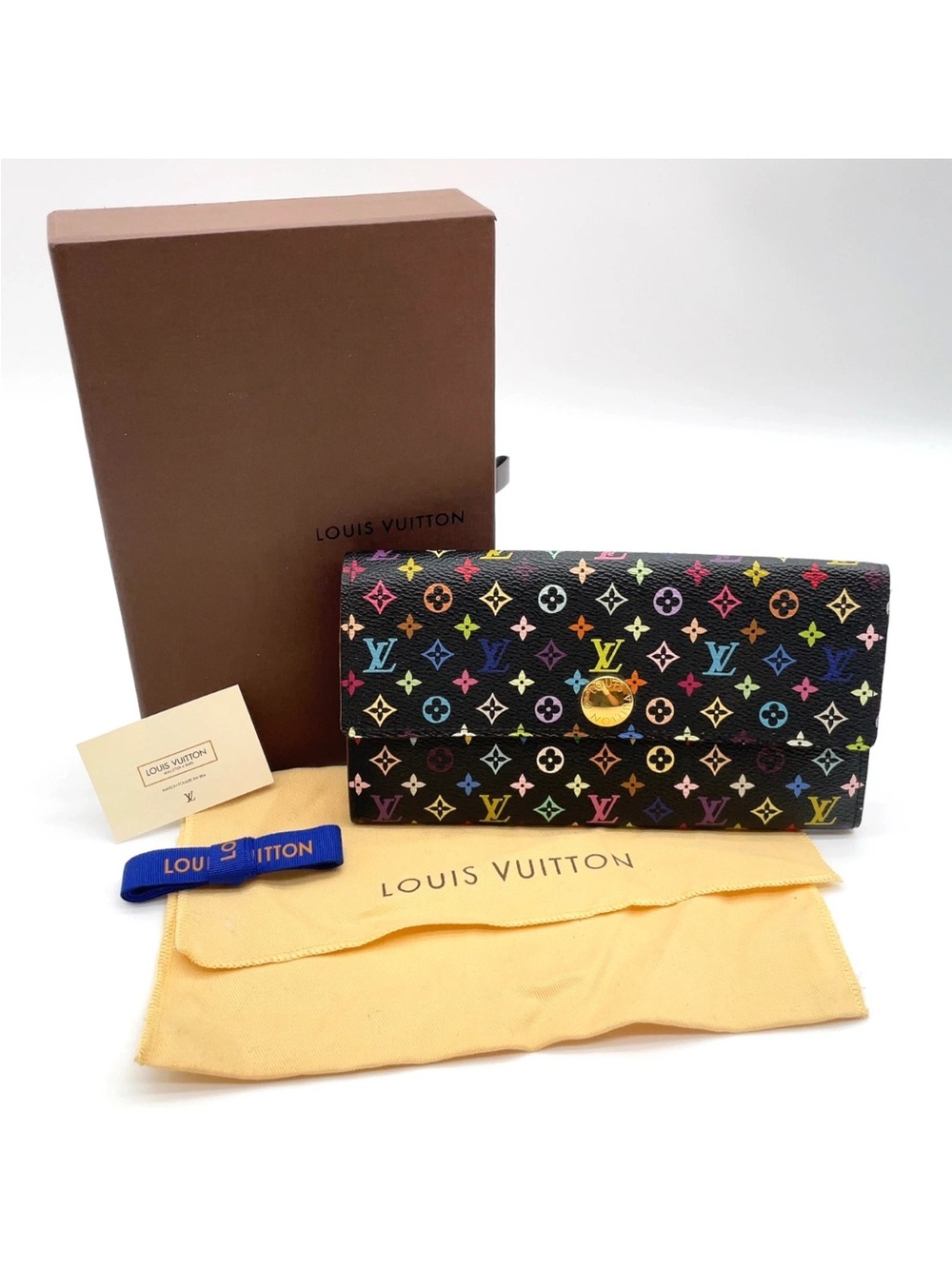 Louis Vuitton Black Murakami Sarah long wallet